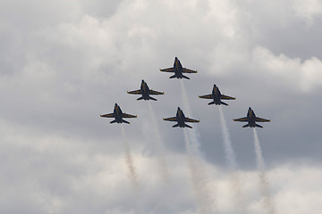 Image showing Blue Angels Fly in Tight Formation