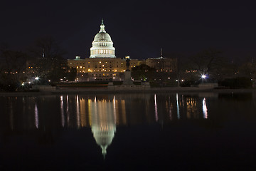 Image showing The United States Capitol at night