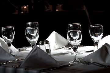 Image showing Restoraunt table set awaiting guests