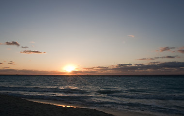 Image showing Caribbean sea shore at sunrise 