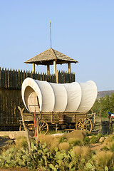 Image showing Western covered wagon