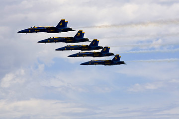 Image showing Blue Angels Fly in Tight Formation