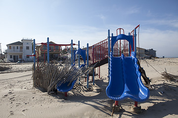 Image showing NEW YORK -November12:Destroyed homes during Hurricane Sandy in t