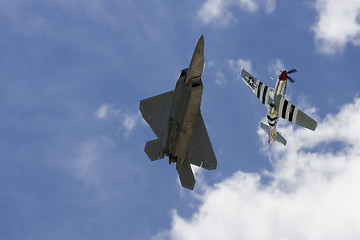 Image showing Two planes performing in an air show