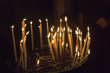 Image showing Burning Candles at Church of the Holy Sepulchre