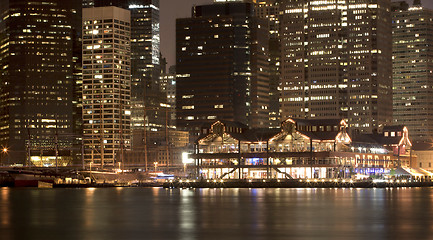 Image showing Downtown Manhattan at night