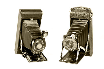 Image showing Vintage folding cameras