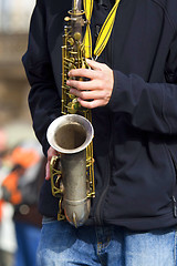 Image showing Prague - October 11: The street musician at Old Town Square in P