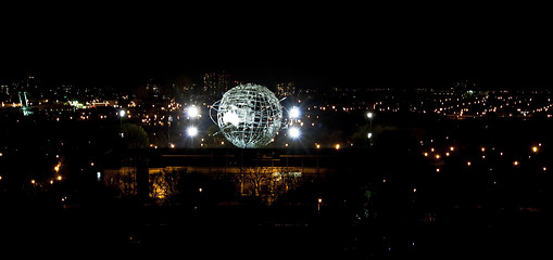 Image showing Illuminated Unisphere in Corona Park