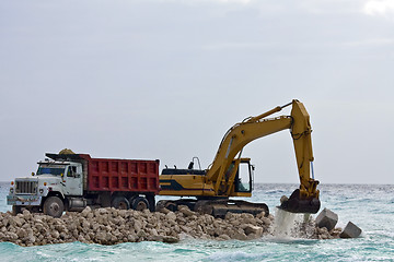 Image showing Yellow Excavator at Work