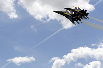 Image showing Blue Angels Fly in Tight Formation