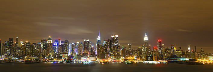 Image showing New York City Manhattan skyline panorama at night over Hudson Ri