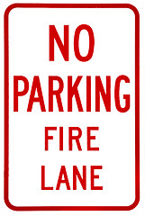 Image showing Sign- No parking fire lane