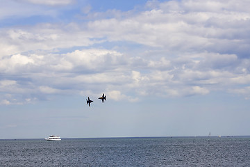 Image showing Several planes performing in an air show at Jones Beach