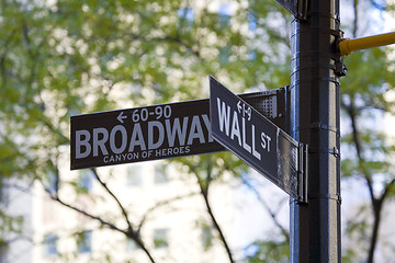 Image showing Wall  and  Broad streets signs