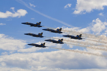 Image showing Blue Angels Fly in Tight Formation