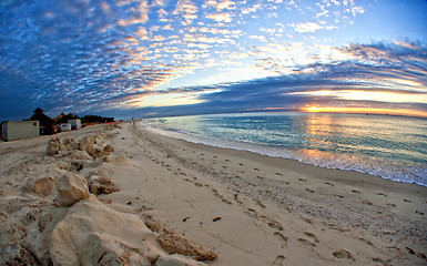 Image showing Waves on beautiful golden beach