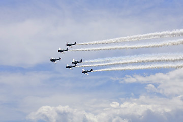 Image showing Several planes performing in an air show at Jones Beach