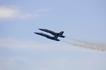 Image showing Blue Angels Fly in Tight Formation