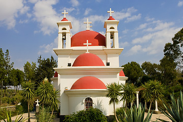 Image showing Greek Church of the 12 Apostles, Capernaum . Israel.