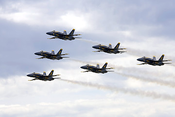 Image showing Blue Angels Fly in Tight Formation