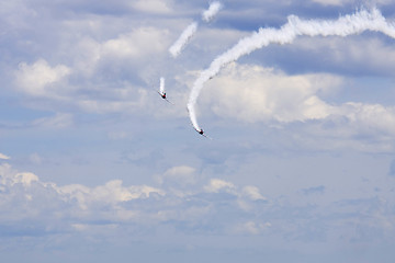 Image showing Several planes performing in an air show at Jones Beach