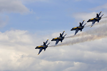 Image showing Blue Angels Fly in Tight Formation