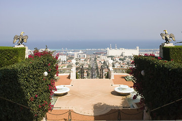 Image showing Magnificent park near to center Bahai of religion.