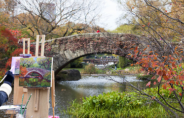 Image showing artist paints in Central Park Manhattan