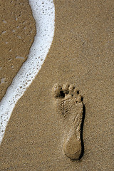 Image showing Footstep and Wave