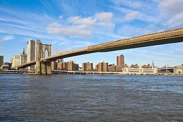 Image showing New York - Brooklyn Bridge and Lower Manhattan