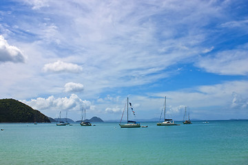 Image showing Anchoring ships in tropical bay