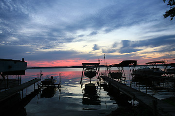 Image showing Sunrise on lake 