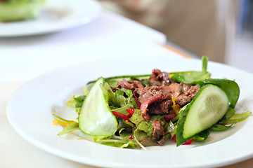 Image showing Salad with a meat on the plate