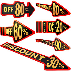 Image showing set of arrow labels for sales with discounts