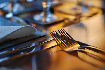 Image showing Table set for fine dining