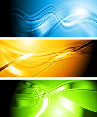 Image showing Set of vibrant wavy banners