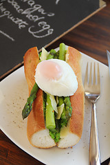 Image showing Asparagus And Poached Eggs