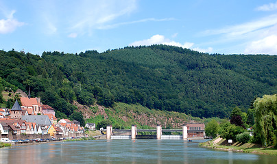Image showing View of a German town from the Neckar river