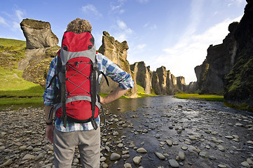 Image showing Hiker in canyon