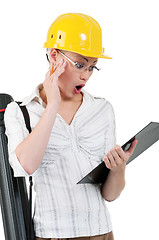 Image showing Girl with hard hat