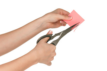 Image showing Hand with scissors