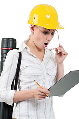 Image showing Girl with hard hat
