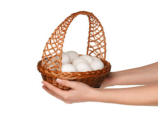 Image showing Basket with eggs