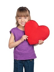 Image showing Little girl with red heart