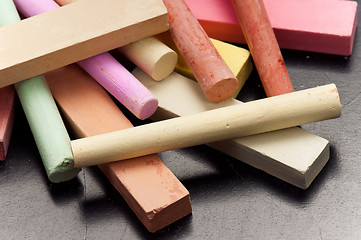 Image showing Chalkboard with colorful chalk