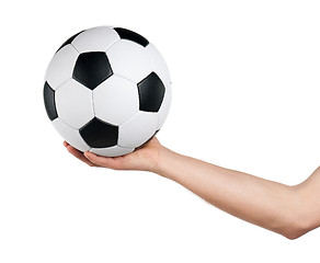 Image showing Man with classic soccer ball