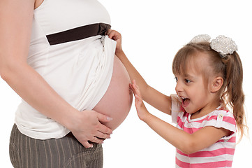 Image showing Pregnant woman with her daughter