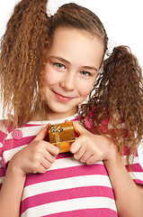 Image showing Girl with gift box