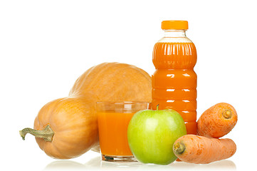 Image showing Carrot, pumpkin and apple juice